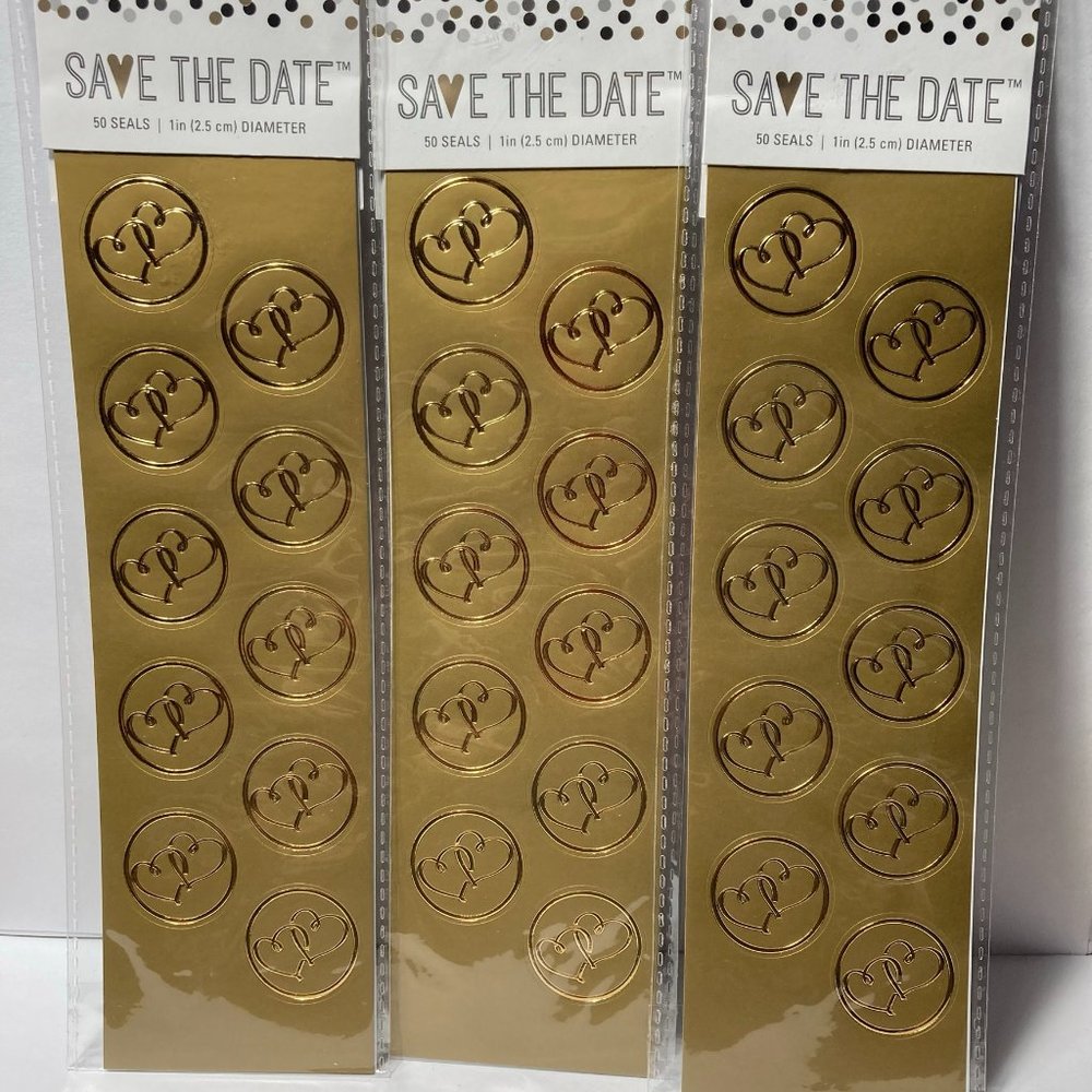 Double Heart Seals Gold Stickers for Cards Crafts